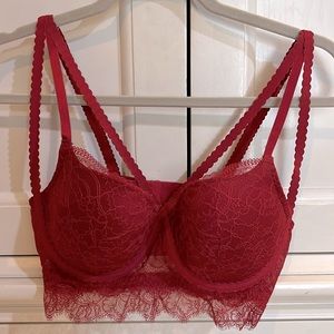 Beautiful 36C BRAND NEW Valentines lace bra. Color: Dark red